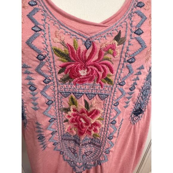 Johnny Was Davis Drape Pink Tunic Dress Size Small Trendy Embroidered - Picture 4 of 12